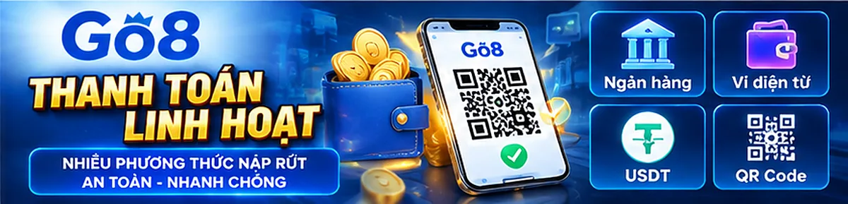 Thanh toán Go8 qua ngân hàng, ví điện tử, USDT, mã QR